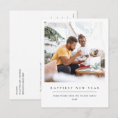モダン ミニマル クリーン オーダーメイド フォト ハッピー ニューイヤー シーズンポストカード (正面/裏面)