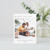 モダン ミニマル クリーン カスタム フォト ハッピー ニューイヤー シーズンポストカード (スタンド正面)