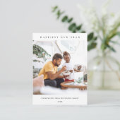 モダン ミニマル クリーン カスタム フォト ハッピー ニューイヤー シーズンポストカード (スタンド正面)