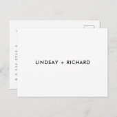 モダン ミニマル クリーン シンプル タイポグラフィー ウェディング ポストカード (正面/裏面)