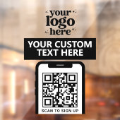モダン ミニマル クリーン ブラック QRコード 企業 ロゴ ウィンドウサイン (シート2)