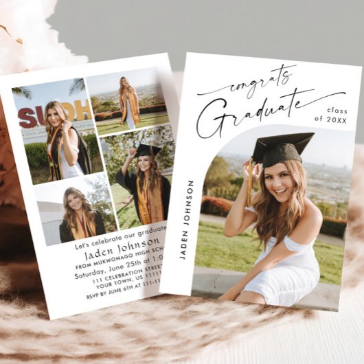 モダン ミニマル グラデーション5 フォト 卒業パーティー 招待状