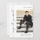 モダン ミニマル グラデーション フォト 卒業パーティー 招待状 (正面)