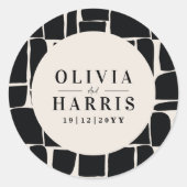 モダン ミニマル グラフィック ブラック＆ホワイト フェイバーパーティ ラウンドシール (正面)