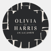 モダン ミニマル グラフィック ブラック&ホワイト フェイバーパーティ ラウンドシール (正面)