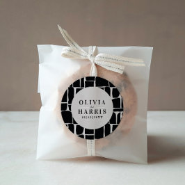 モダン ミニマル グラフィック ブラック＆ホワイト フェイバーパーティ ラウンドシール