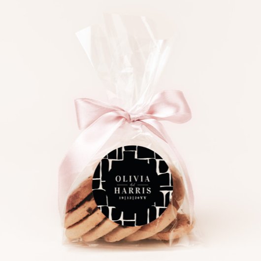 モダン ミニマル グラフィック ブラック&ホワイト フェイバーパーティ ラウンドシール