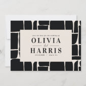 モダン ミニマル グラフィック モノクロ（黒と白）でおしゃれな結婚式の出欠確認 招待状 (正面)