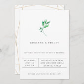 モダン ミニマル グリーンの結婚式招待状 案内状 (正面/裏面)