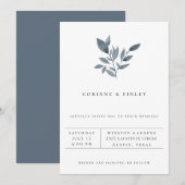 モダン ミニマル グリーンの結婚式招待状 案内状 (正面/裏面)