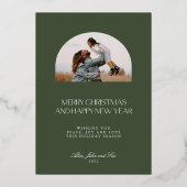 モダン ミニマル グリーン アーチ 2 フォト メリー クリスマス 箔シーズンカード (裏面)