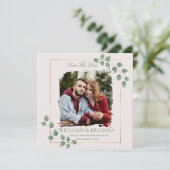 モダン ミニマル グリーン フォト ウェディング セーブ ザ デート セーブザデート (スタンド正面)