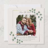 モダン ミニマル グリーン フォト ウェディング セーブ ザ デート セーブザデート (正面)