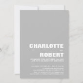 モダン ミニマル グレー 結婚式 披露宴 招待状 (正面)