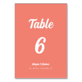 モダン ミニマル コーラルピンク ウェディング テーブルナンバー (正面)