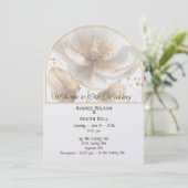 モダン ミニマル ゴールドとホワイトのウェディング 招待状 (スタンド正面)