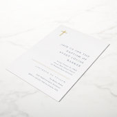 モダン ミニマル ゴールドクロス 洗礼 箔招待状 (回転した状態)