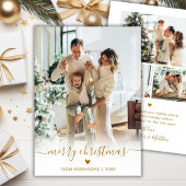 モダン ミニマル ゴールドスクリプト 4 枚写真 メリークリスマス シーズンカード