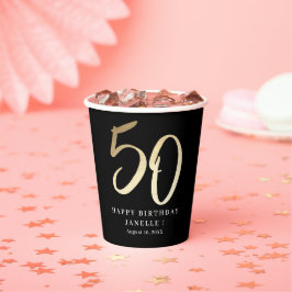 モダン ミニマル ゴールドタイプ 50歳の誕生日パーティー 紙コップ