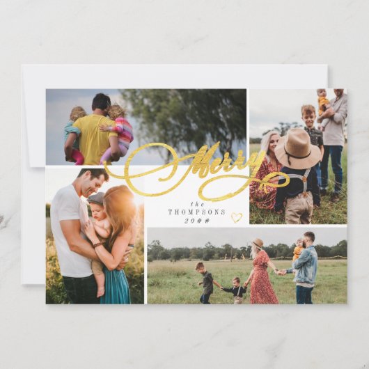 モダン ミニマル ゴールド クリスマス 4 枚の写真 コラージュ (正面)