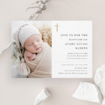 モダン ミニマル ゴールド クロス フォト 洗礼