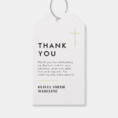 モダン ミニマル ゴールド クロス 洗礼 ギフトタグ (正面)