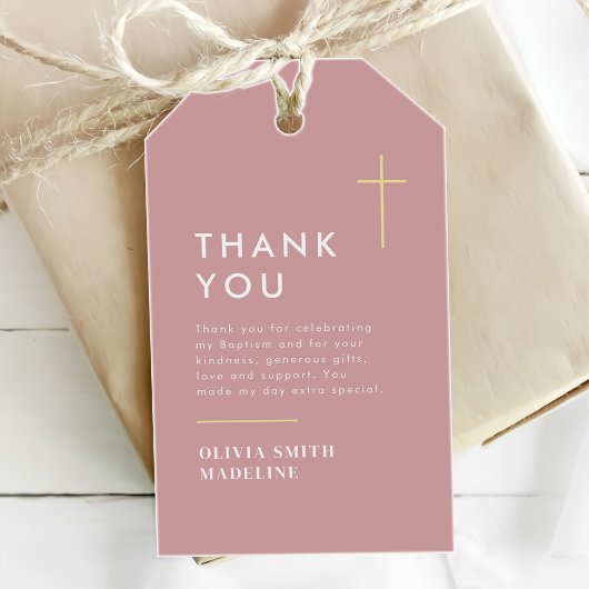 モダン ミニマル ゴールド クロス 洗礼 ギフトタグ