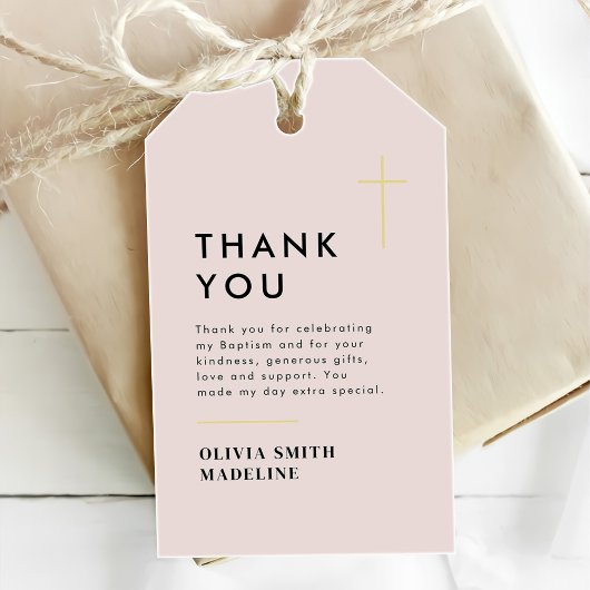 モダン ミニマル ゴールド クロス 洗礼 ギフトタグ