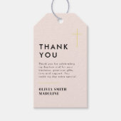 モダン ミニマル ゴールド クロス 洗礼 ギフトタグ (正面)