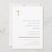 モダン ミニマル ゴールド クロス 洗礼 招待状 (正面)