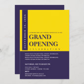 モダン ミニマル ゴールド & ネイビーブルー グランドオープニング 招待状 (正面/裏面)