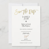 モダン ミニマル ゴールド フォイル フル フォト セーブ ザ デート 招待状 (正面)