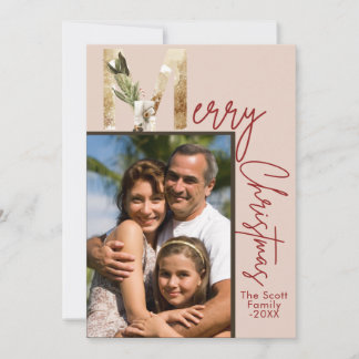 モダン ミニマル ゴールド フォト クリスマス カード