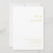 モダン ミニマル ゴールド フォント カジュアル フォト ウェディング 招待状 (正面)