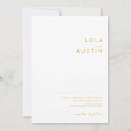 モダン ミニマル ゴールド フォント カジュアル フォト ウェディング 招待状