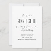 モダン ミニマル サマー ソワレ バースデー パーティー ホワイト 招待状 (正面)