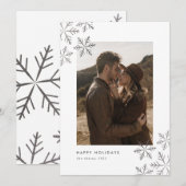 モダン ミニマル シルバー スノーフレーク シーズンカード (正面/裏面)