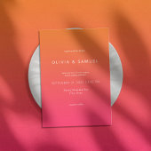 モダン ミニマル シンプル オレンジ ピンク ウェディング 招待状