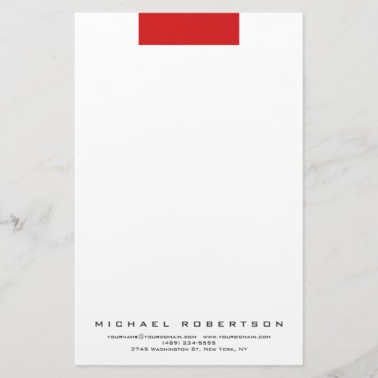 モダン ミニマル シンプル プロフェッショナル 赤 白 便箋 (正面)