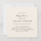 モダン ミニマル シンプル ベビーシャワー アイボリー スクエア 招待状 (正面)