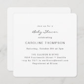 モダン ミニマル シンプル ベビーシャワー ホワイト スクエア 招待状 (正面/裏面)