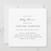 モダン ミニマル シンプル ベビーシャワー ホワイト スクエア 招待状 (正面)