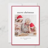 モダン ミニマル シンプル レッドボーダー クリスマス フォト (正面)