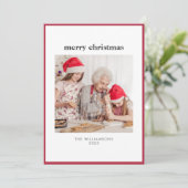 モダン ミニマル シンプル レッドボーダー クリスマス フォト (スタンド正面)