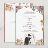 モダン ミニマル スクリプト ウェディング インビテーション – エマ & (正面/裏面)