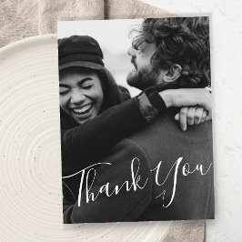 モダン ミニマル スクリプト カスタム フォト ウェディング ポストカード