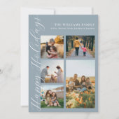 モダン ミニマル スクリプト ファミリー フォト コラージュ シーズンカード (正面)