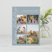 モダン ミニマル スクリプト ファミリー フォト コラージュ シーズンカード (スタンド正面)