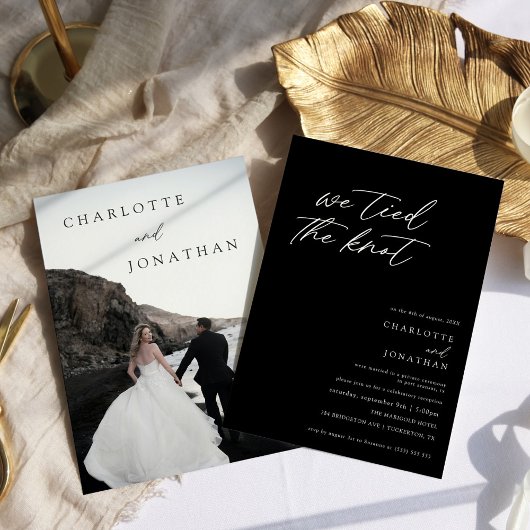 モダン ミニマル スクリプト フォト エロープメント ウェディング 招待状