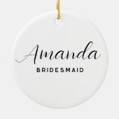 モダン ミニマル スクリプト ブライズメイド セラミックオーナメント (裏面)